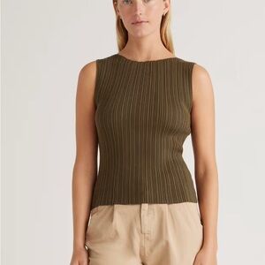Cotton cashmere ribbed tank